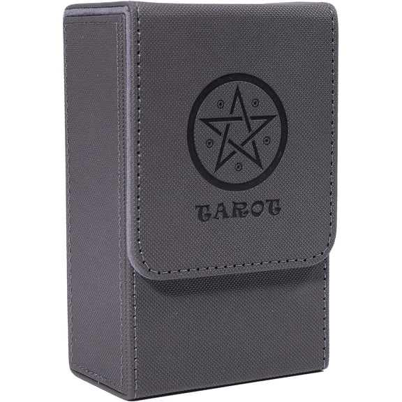 Gray Tarot Card Case 5.39x3.35 Inch Fold Top Tarot Cards Holder Imitation Leather Tarot Card Box