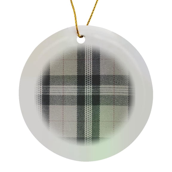 Gray Tartan Pattern - Contemporary Modern Preppy Plaid Grey And Black - Fashionable Checkered Checks, Circle Porcelain Ornament