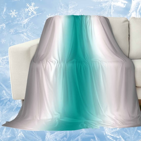Gray Teal Green Cooling Blanket, Lightweight Breathable Summer Throw Blanket with Double Sided Cold Effect, Modern Gradient Geometric Picnic Beach Blankets Bed Sheet for Hot Sleepers 30"x40"