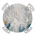 thumbnail image 1 of Gray Teal Round Fitted Tablecloth with Elastic Edge, Waterproof Table Cloth Table Cover for 55"-60" Tables, Modern Abstract Art Retro Flow Marble Tablecloths for Dining Picnic Indoor Outdoor, 1 of 9