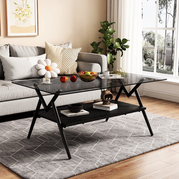 Gray Tempered - Metal Leg Support - Living Room Decorating - Long - lasting Use