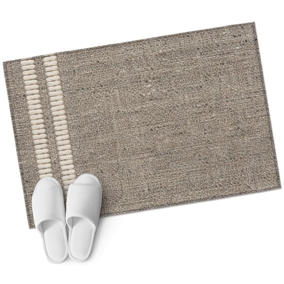 Gray Texture Bathroom Rug Washable 2x3 Entryway Rug Non Slip Country Farmhouse Burlap Stripes Front Door Mat Low Pile Indoor Doormat Throw Floor Carpet for Kitchen Bedroom Entrance
