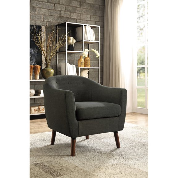 Gray Textured Fabric Chair for Living Room / Mid-Century Inspired Seating
