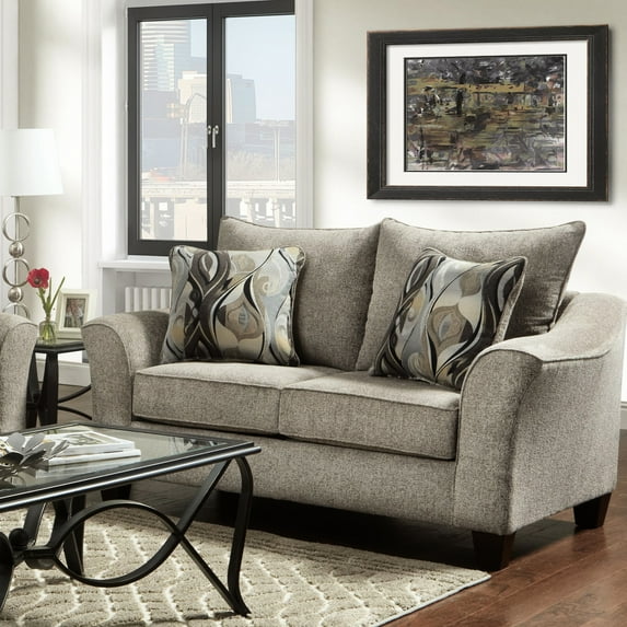 Gray Textured Fabric - Platinum Model Overstuffed Cushions High Foam Seat Flared Plastic Legs Made Easy To Assemble In Upholstery Design Comfortable Slightly -colored Graceful And Assembly