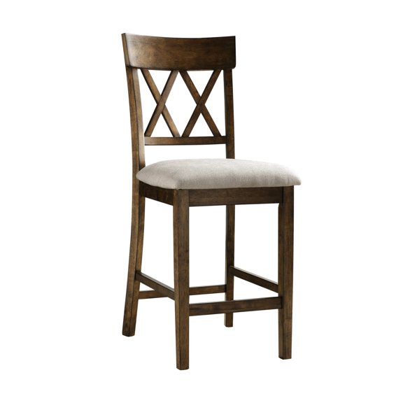 Gray Textured Polyester - Double Cross Back Structure - Kitchen Meal Time - Counter Height Pair