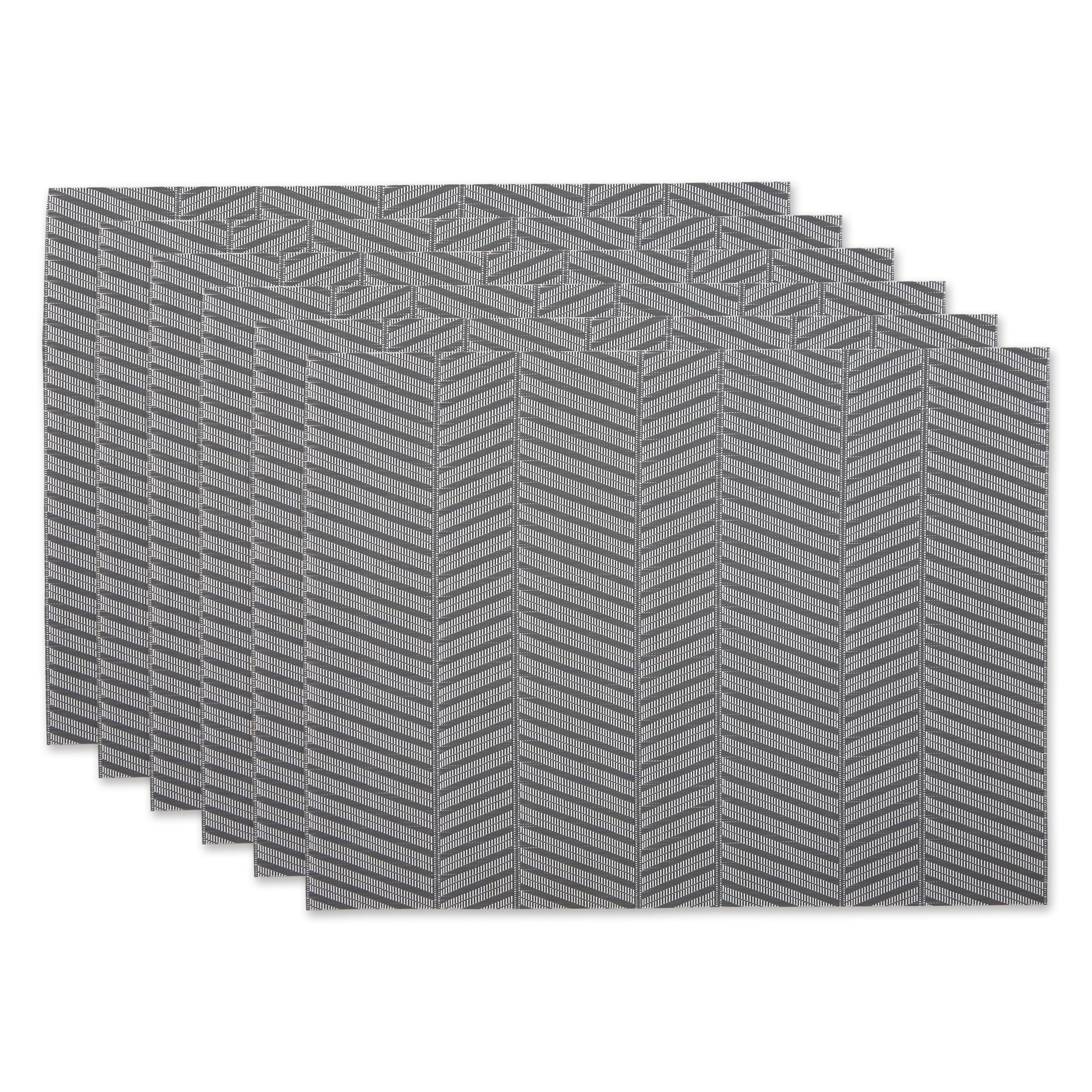Gray Textured Vinyl Twill Weave Placemat Set, 13x19, 6 Piece
