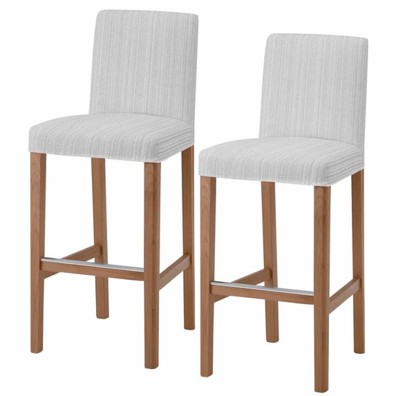 Gray Thin Lines Bar Stool Covers - Stretch Dining Chair Covers Set of 2, Modern Striped Minimalist Bar Chair Cover Removable Counter Stool Pub Chairs Slipcovers Protectors for Kitchen/Cafe