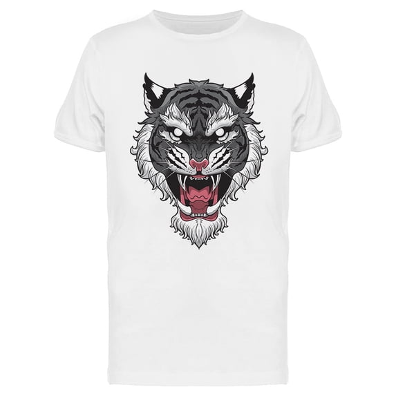 Gray Tiger Head Design T-Shirt Men -Image by Shutterstock, Male Small
