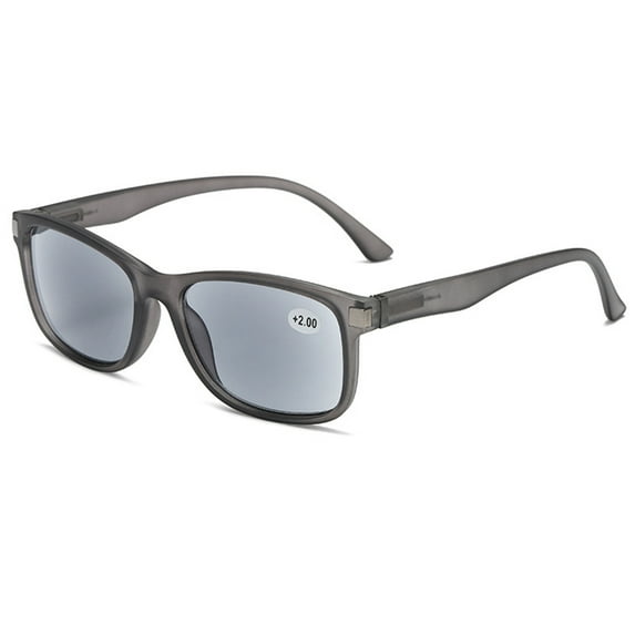 Gray Tinted Reading Sunglasses Rectangle Oversize Anti-Blue Light Blocking