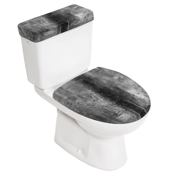 Gray Toilet Lid Cover and Tank Cover Set, Gray 2pc Stretch Toilet Lid Seat Covers for Bathroom Washable Protector with Elastic Edge for Standard & Elongated Toilets
