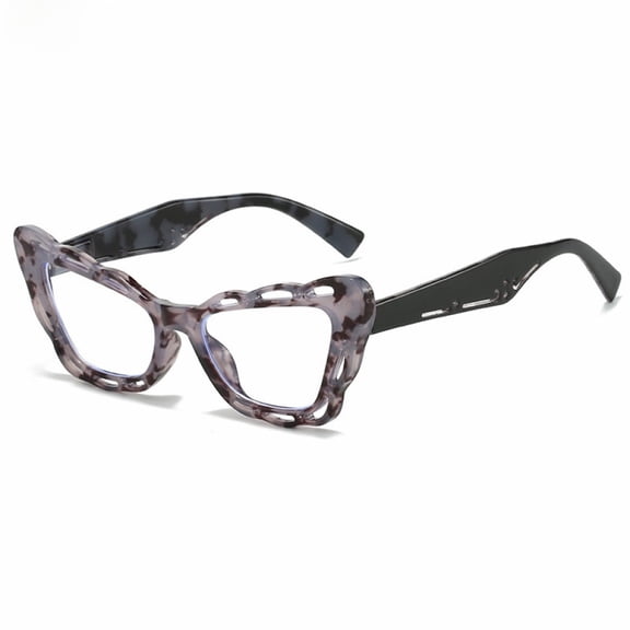 Gray Tortoise Oversize Butterfly Anti-blue Light Reading Glasses for Women Spring Hinge Readers