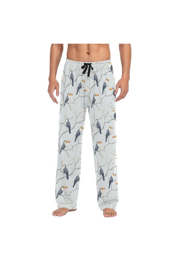 Gray Toucan in A Tree Mens Pajama Pant Sleep and Lounge Bottons with Pockets