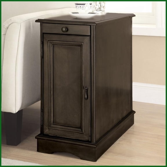 Gray Transitional Style Coffee Table with Wood Veneer, Built-in USB & Pull-Out Cup Holder