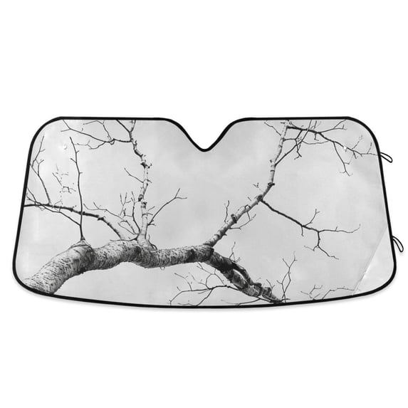 Gray Tree Branch Car Windshield Sun Shade Reflector Sunshade Foldable for Front Keeps Vehicle Cool