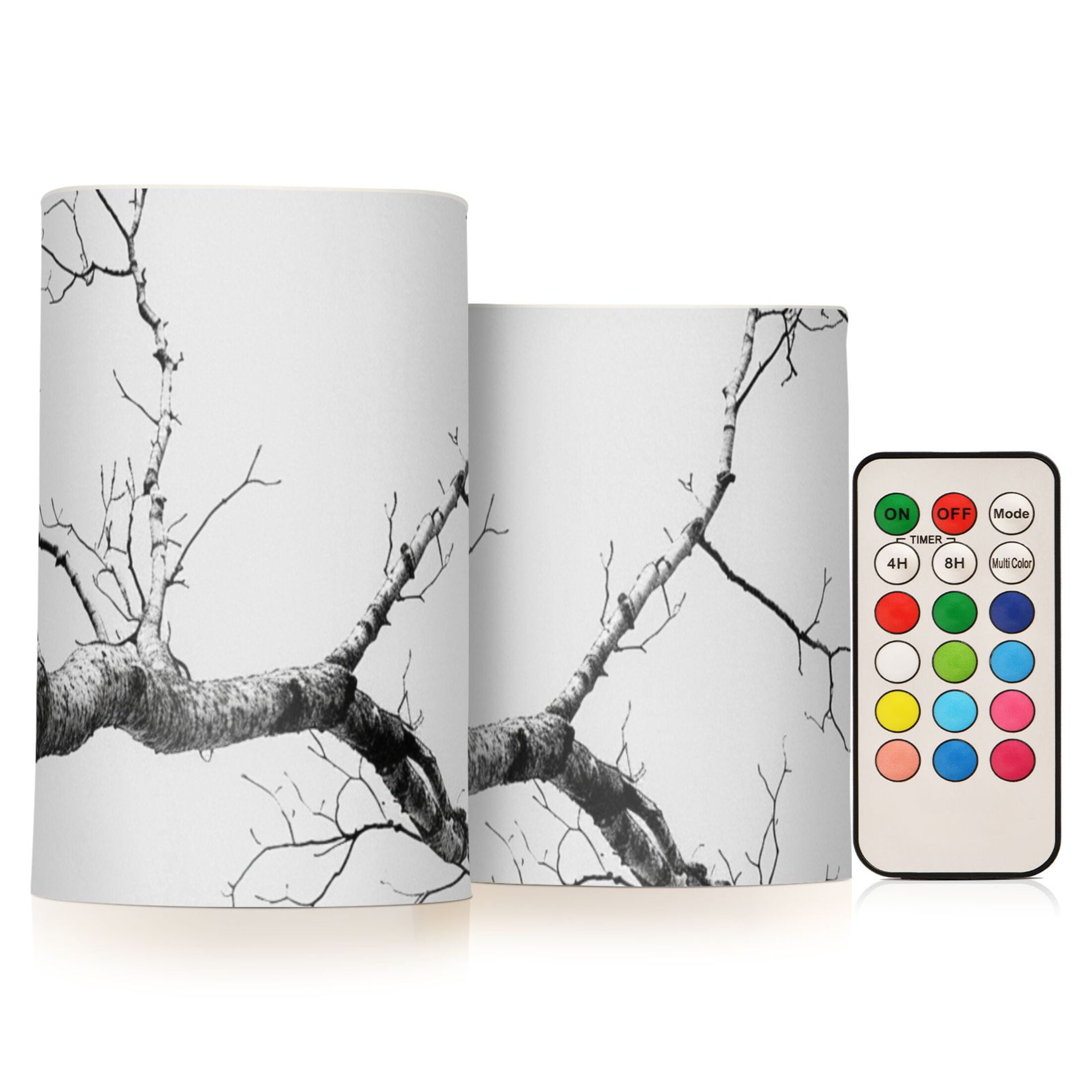 Gray Tree Branch Flameless Candles&nbsp;LED Lights Battery Operated Candles with Remote and Timers Flicker Lights Votive Set of 2
