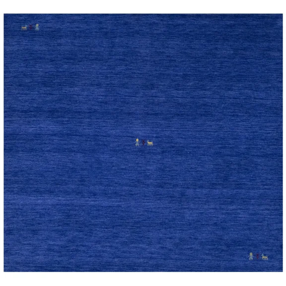 Magic Rugs Royal Blue Pictorial Gabbeh Modern Square Rug, 6' x 6'