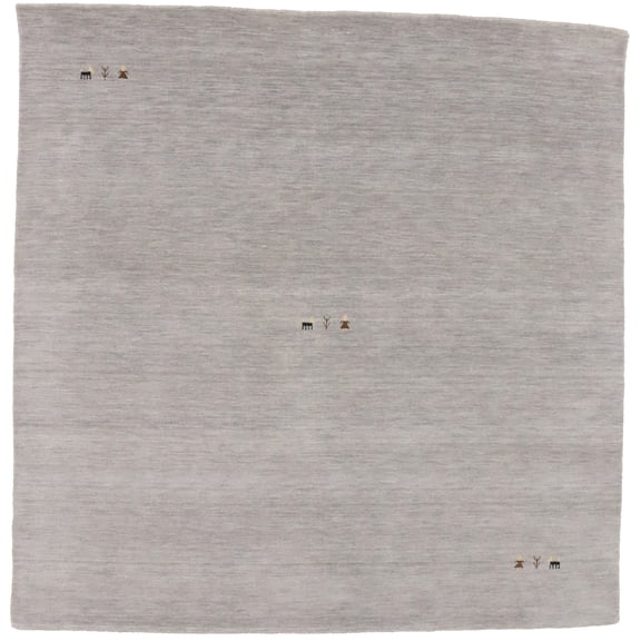 Magic Rugs Steel Gray Pictorial Gabbeh Modern Square Rug, 6' x 6'