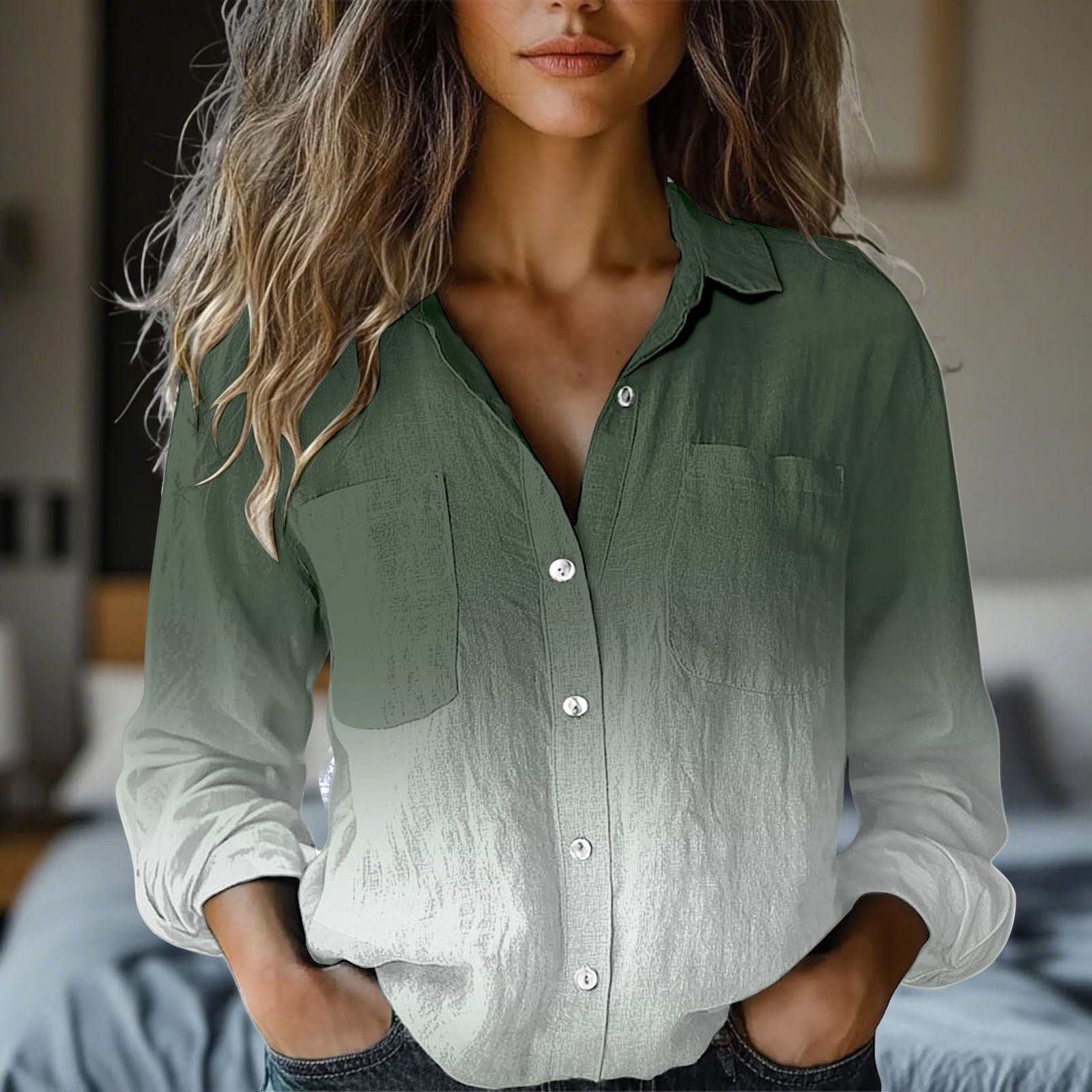 grey dress shirt womens Women's 100% Organic Cotton Knit Button Down Shirt XXL / Slate