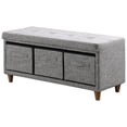 thumbnail image 1 of Gray Tufted Storage Bench with Basket Drawers, 1 of 6