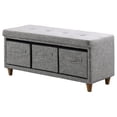 thumbnail image 1 of Gray Tufted Storage Bench with Basket Drawers, 1 of 1