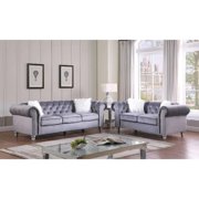 Gray Tufted Velvet Sofa Set 2Pcs McFerran SF3512 Contemporary Modern
