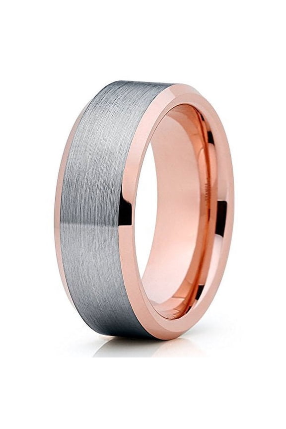 Gray Tungsten Ring Tungsten Wedding Band Men & Women Tungsten Carbide Ring 8mm Beveled Comfort Fit