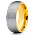 thumbnail image 1 of Gray Tungsten Ring Yellow Gold Tungsten Ring 8mm Brushed Tungsten Ring Dome Men and Women Comfort Fit, 1 of 3