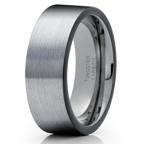 Gray Tungsten Wedding Band Anniversary Ring Men & Women 8mm Tungsten Ring Black Ring
