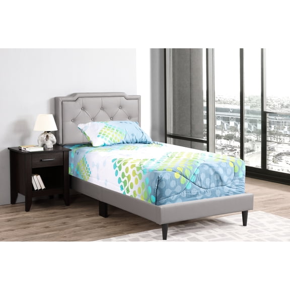 Gray Twin Bed With An Easy-assemble Design And Foam Cushioning Pad In Gray, Offering A Tranquil Sleep Its Construction