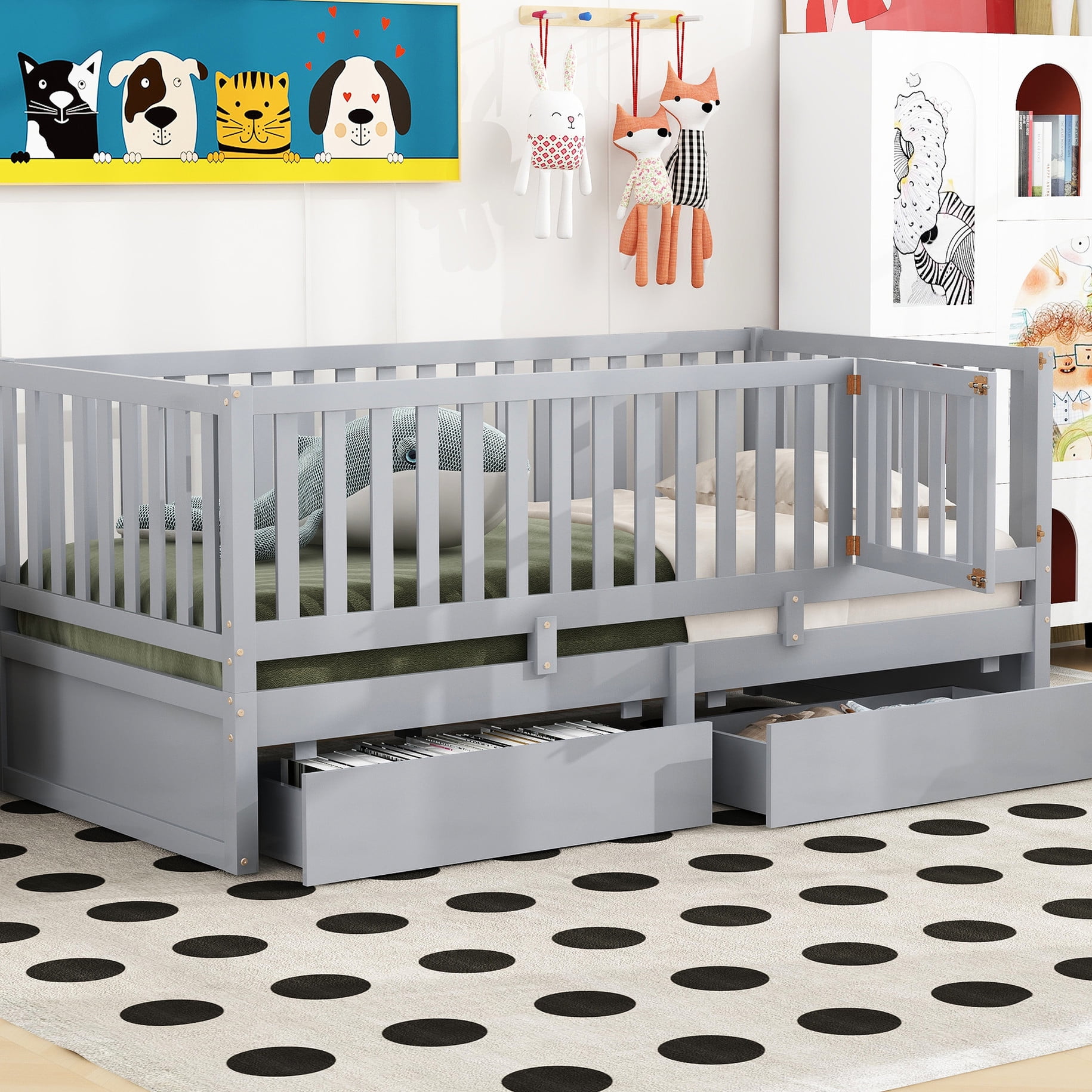 Gray Twin Daybed | Pine Wood Frame | Assembly with Instructions ...