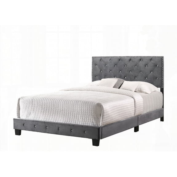 Transitional Gray King Bed - Dimensions 48"H x 80"W x 83"D for Comfort Assembly Required for Personalized Setup