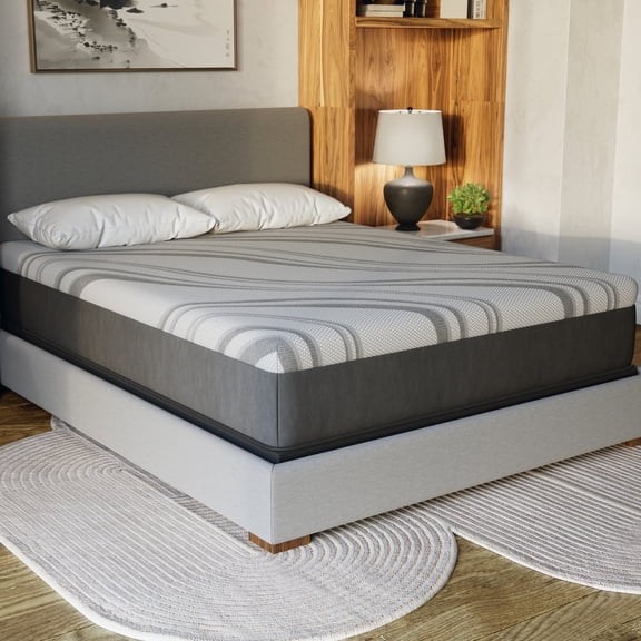 Gray Twin Mattress - Comfort Gel Memory Foam For Cool Sleep Dynamic Edge Coils Heat Wicking Fabric Sleeping Nl 12" Gel Medium And High Density Layer