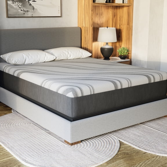 Gray Twin Mattress - Comfort Gel Memory Foam For Cool Sleep Dynamic Edge Coils Heat Wicking Fabric With Nl 12" Gel Medium And Responsive