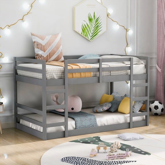 Gray Twin Over Twin Bunk Bed - Adds Space & Lasts a Lifetime with Clean Lines