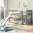thumbnail image 1 of Gray Twin Over Twin Bunk Bed with Slide and Ladder, 1 of 8