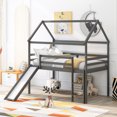 thumbnail image 1 of Gray Twin Size Loft Bed with Slide, House Bed with Slide, 1 of 7