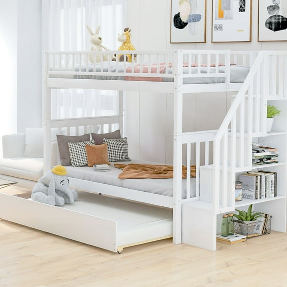 Gray Twin Twin Bunk Bed | No Box Spring Required | Easy to Set Up