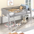 thumbnail image 1 of Gray Twin Wood Low Loft Bed With Adjustable Option. Frame. No Box Spring. Simple Assembly Size Bed, Gray. Build Solid + . Placement Flexible. Safe And Dependable. Easy To Assemble. 41.7''w X 76''l., 1 of 6