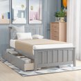 thumbnail image 1 of Gray Twin Wood Platform Bed With Drawer Functionality - Solid Construction Two Drawers For A Stylish Bedroom, 1 of 6