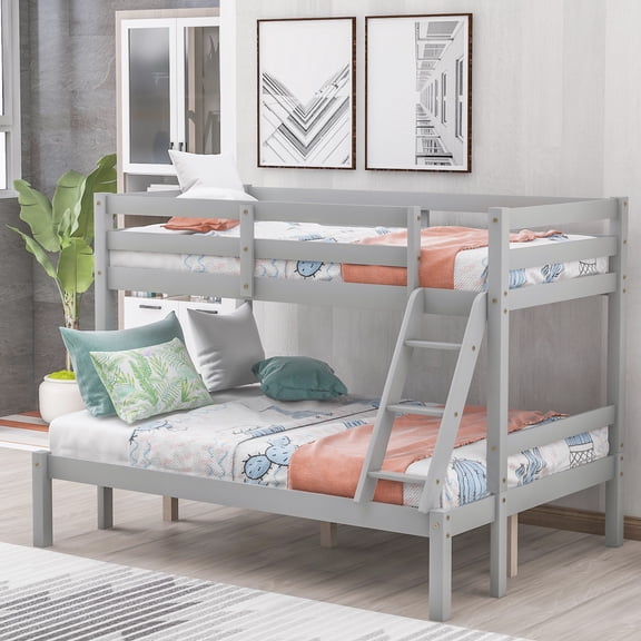 Gray Twin over Full Bunk Bed