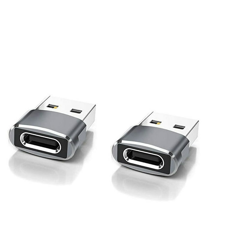 Gray USB to USB C Adapter 2 Pack,USB C Female to A Male Charger