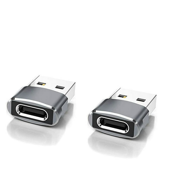 Gray USB to USB C Adapter 2 Pack USB C Female to A Male Charger