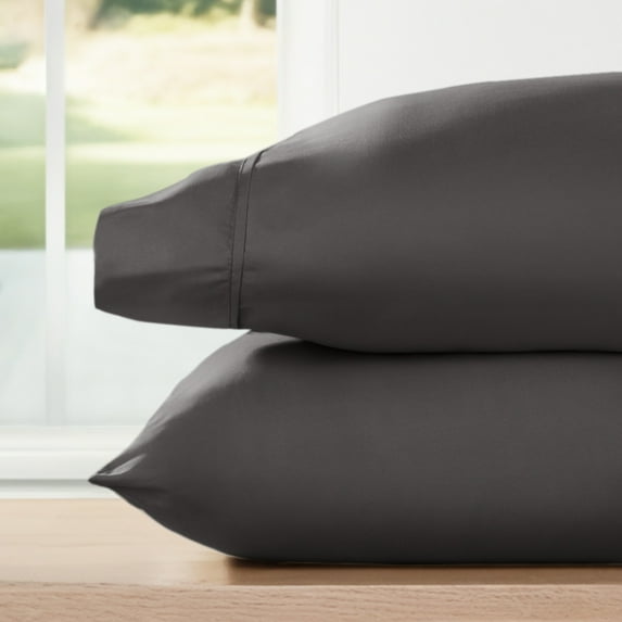 Noble Linens 2 Piece Pillow Case Set, Gray, King