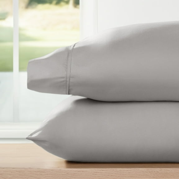 Noble Linens 2 Piece Pillow Case Set, Light Gray, Standard/Queen