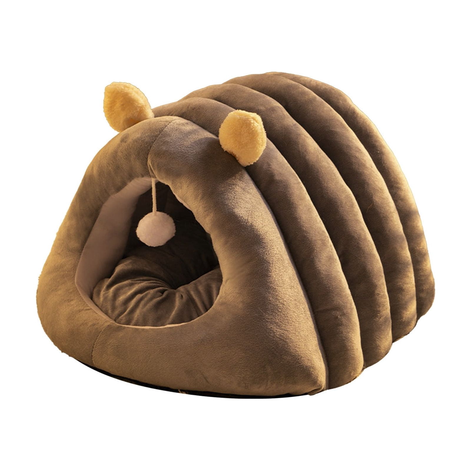 Gray Upgraded Calming Pet Bed - Fluffy Plush Anti-Anxiety Cuddler Bed for Cats & Dogs, Warm Winter Snuggle Bed with Removable Cushion