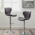 thumbnail image 1 of Gray Upholstered ( Of 2), Adjustable Swivel Function, Thick Foam Padding, Modern Vertical Lined Seat, Sleek Accentuation , 2 - Low-back Style, 360° Rotation, Height, Comfortable, 1 of 7