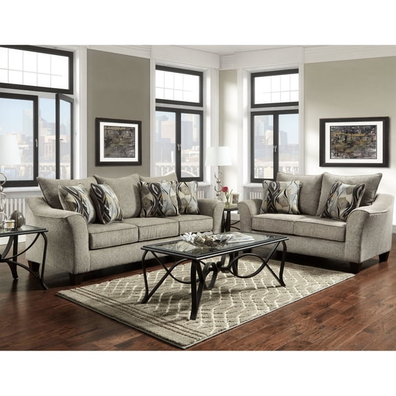 Gray Upholstered 2-Piece Set / Medium-Soft Seats in Living Area