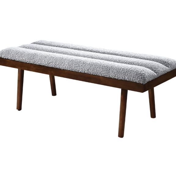 Gray Upholstered Bench With Strong Solid Wood Frame Removable