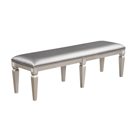 Gray Upholstered Bench with Sparkling Embellishments / Fit for Bedroom Decor