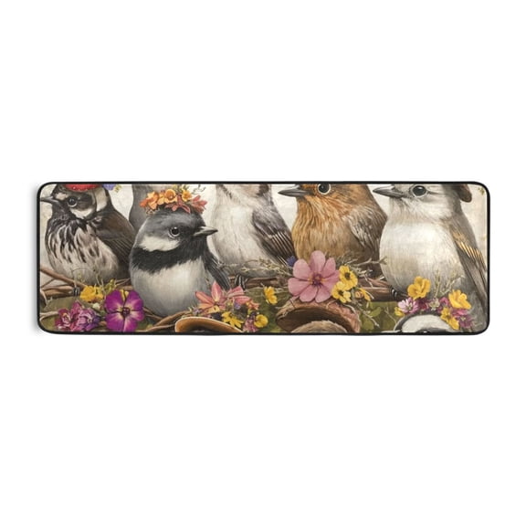 Gray Various Birds Runner Rug for Hallways Kitchen Non Slip 2'x 6' Washable Hall Carpet for Bedroom Entryway Laundry Room